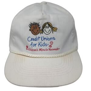 KC White 5 Panel Rope Baseball Cap OS Credit Unions For Kids Miracle Network